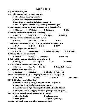 3 Đề kiểm tra 45 phút môn Địa lý Lớp 12